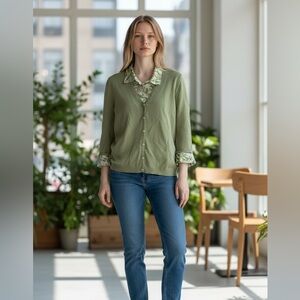 Alfred Dunner Green Patterned Blouse